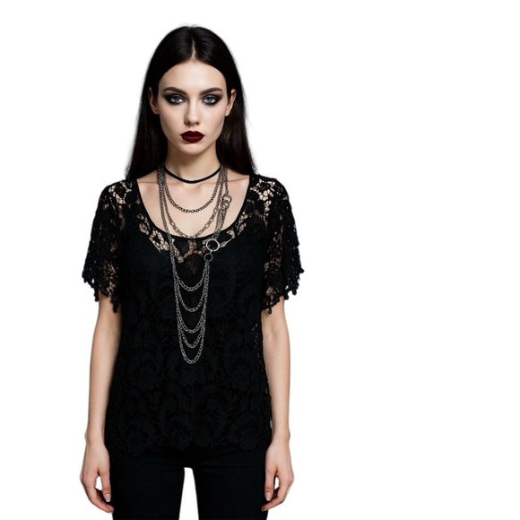 Torrid Black Witchy Whimsigoth Crochet See Through Boho Relaxed Fit Top Size 3X - Picture 1 of 14